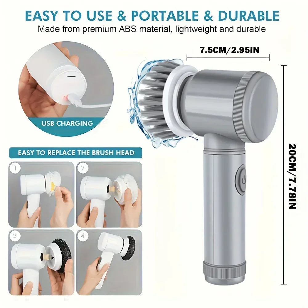 Electric Spin Scrubber with 5 Brush Heads