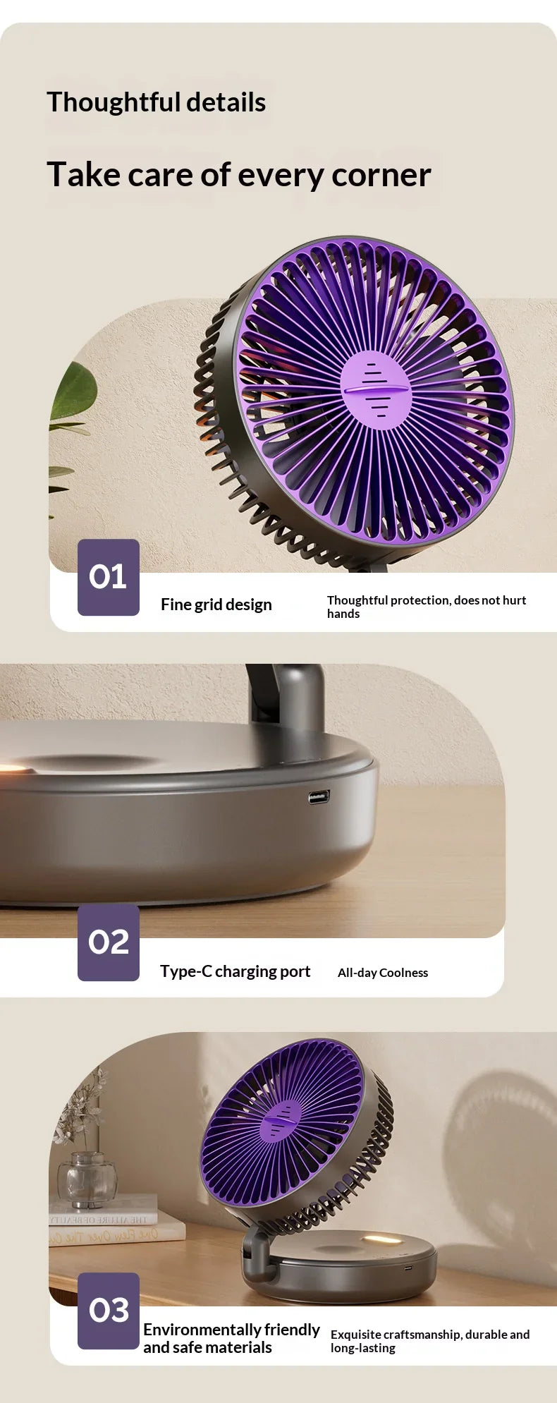 5000mAh Foldable Glow-in-the-Dark Portable Fan