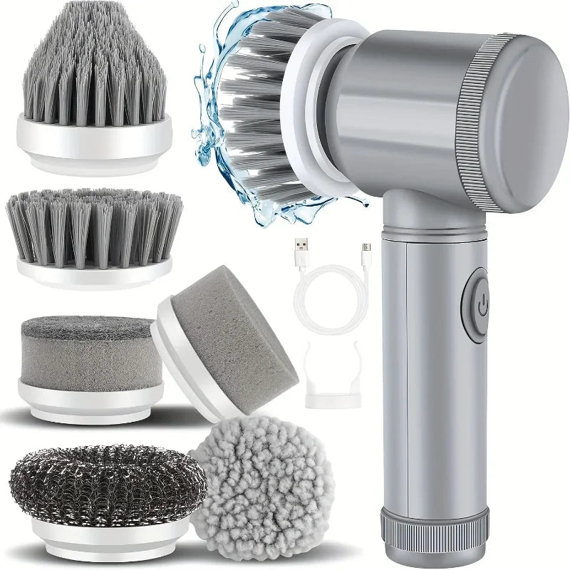 Electric Spin Scrubber with 5 Brush Heads