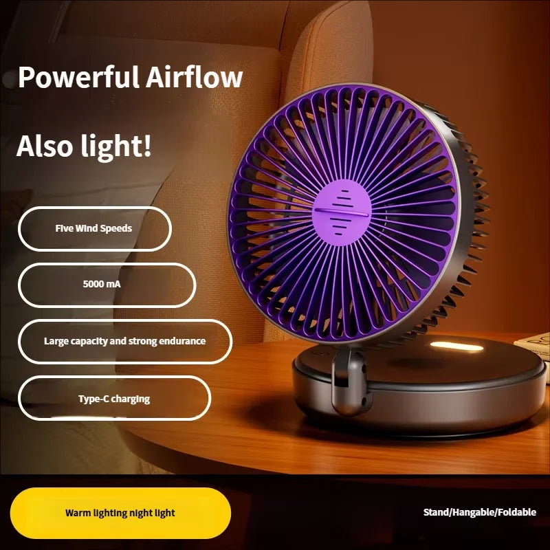 5000mAh Foldable Glow-in-the-Dark Portable Fan