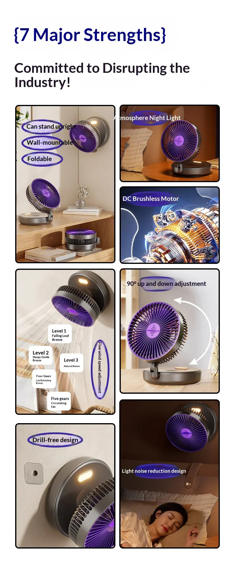 5000mAh Foldable Glow-in-the-Dark Portable Fan