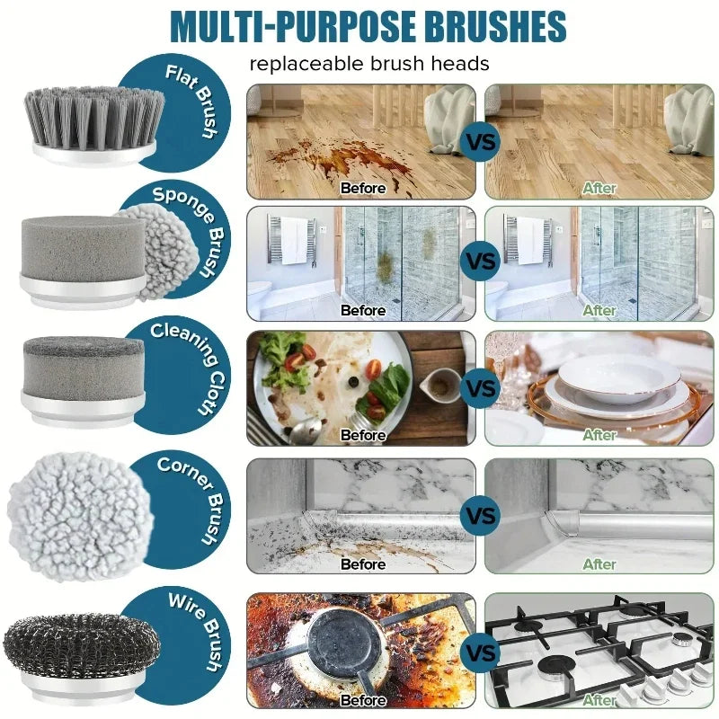 Electric Spin Scrubber with 5 Brush Heads