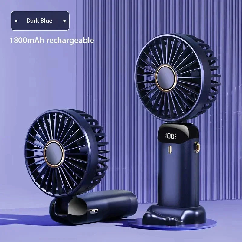 Portable Mini Handheld Fan USB Rechargeable 5-Speed with Phone Stand