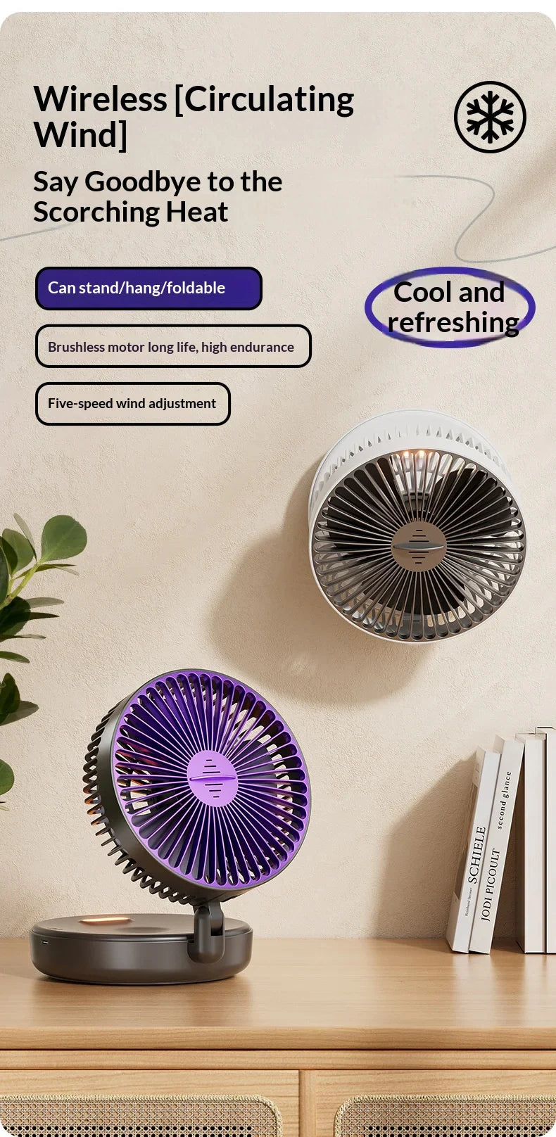 5000mAh Foldable Glow-in-the-Dark Portable Fan