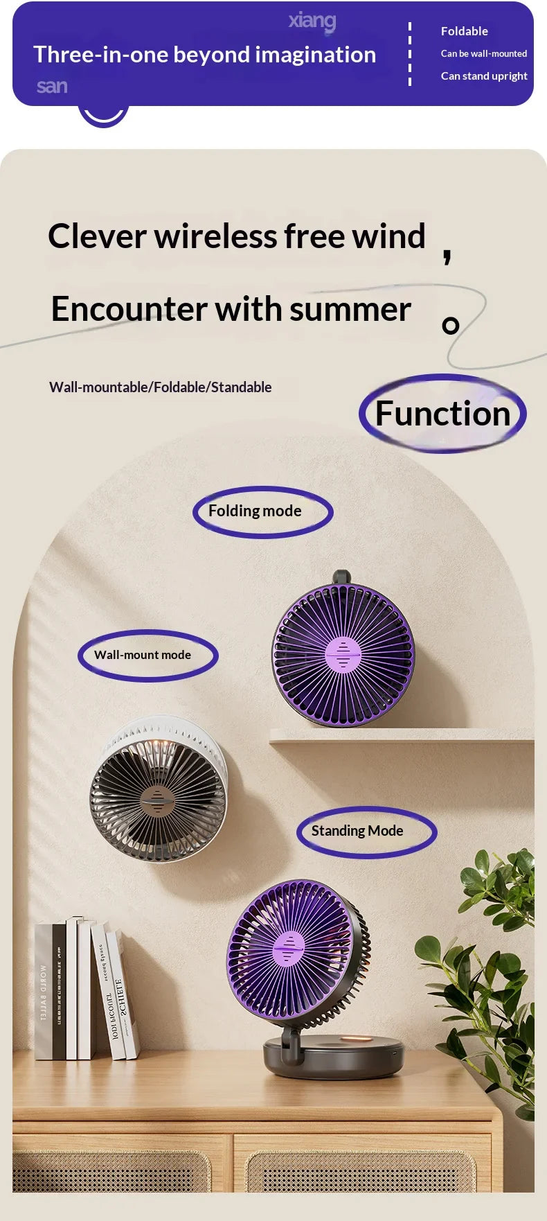 5000mAh Foldable Glow-in-the-Dark Portable Fan