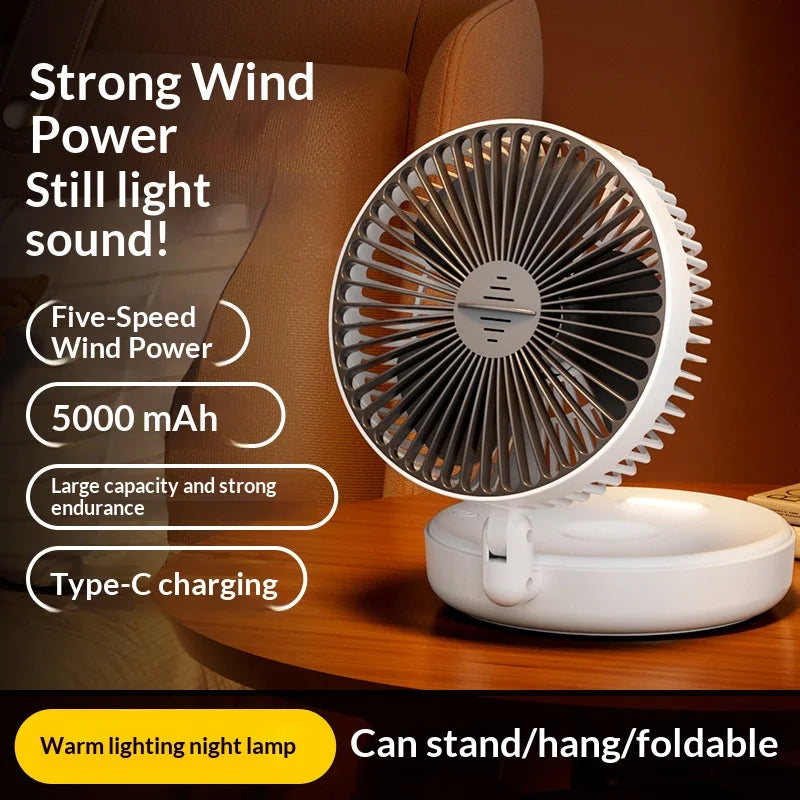 5000mAh Foldable Glow-in-the-Dark Portable Fan