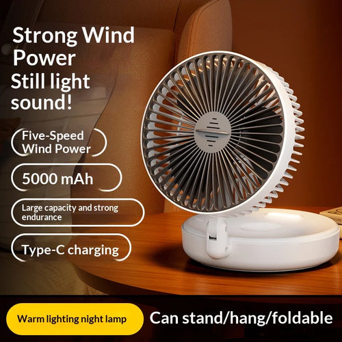 5000mAh Foldable Glow-in-the-Dark Portable Fan