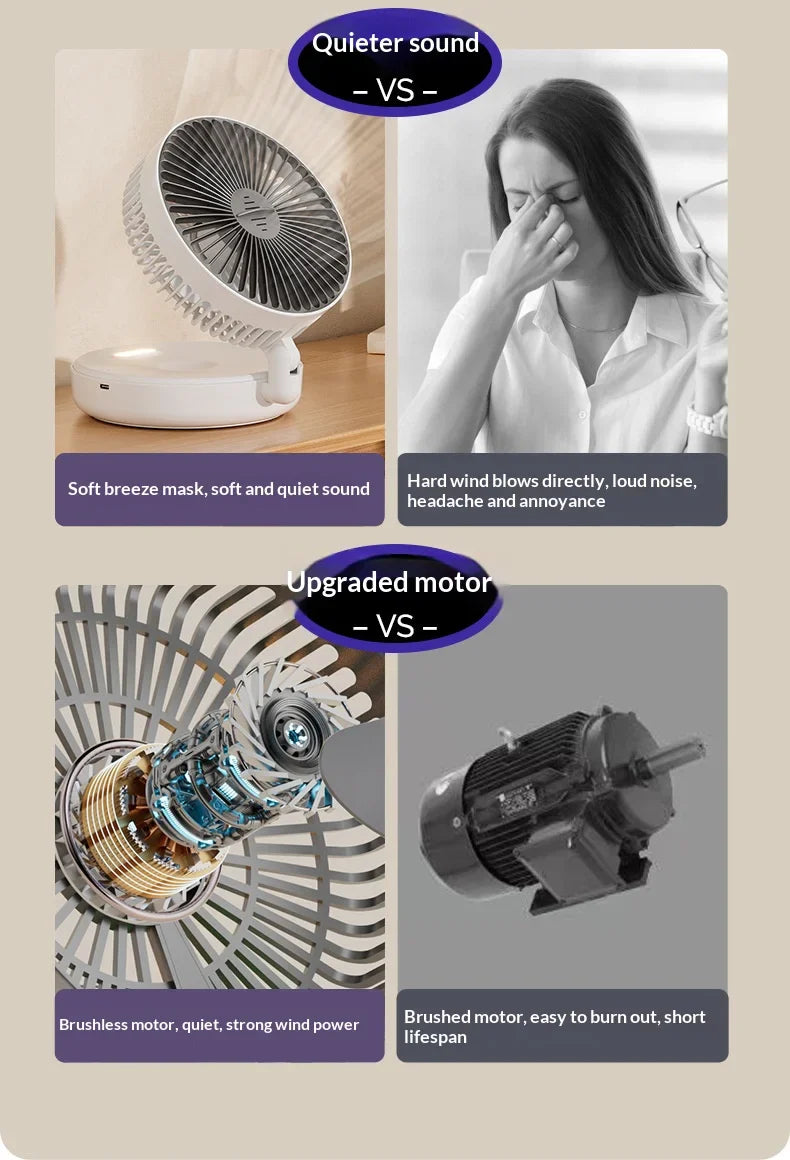 5000mAh Foldable Glow-in-the-Dark Portable Fan